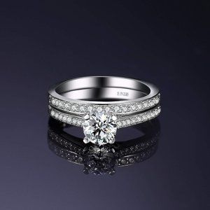 💎 1ct CZ Solitaire Bridal Set – 925 Sterling Silver 💋